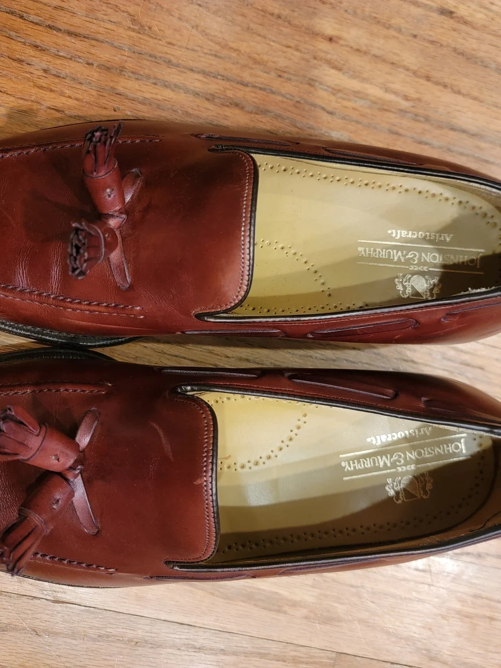 Vintage Johnston & Murphy Aristocraft Mens Brown Tassel Loafers In Cordovan